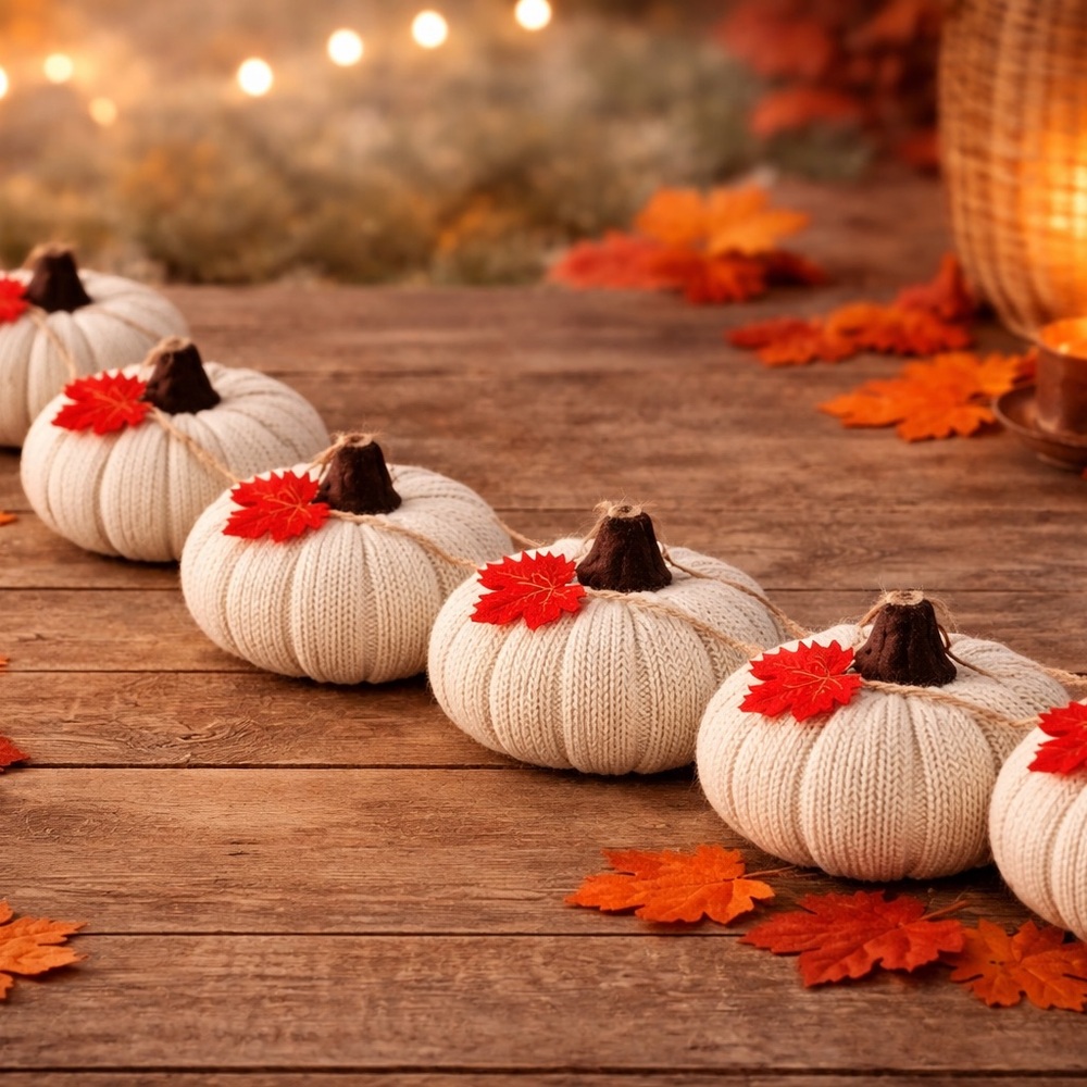 Haymarket Fall Pumpkin Knit Garland Home Decor